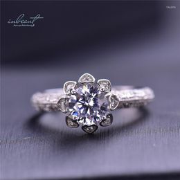 Cluster Rings Inbeaut 925 Silver Excellent Cut 1 Ct D Colour Pass Diamond Test Moissanite Cute Littel Blossom Ring For Women Gift Fine