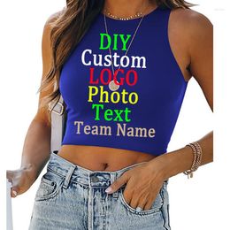 Women's Tanks 2023 Sleeveless Round Neck Racer Vest T-shirt Women's Custom LOGO