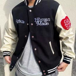 Men's Jackets Human Made Girls Dont Cry Varsity Baseball Jacket Men Women 1 1 High Quality Patchwork Bomber Outerwear Coats 230223