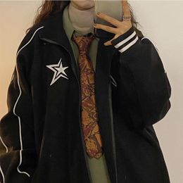 Women's Hoodies Autumn And Winter Korean Star Stand Collar Jacket Y2k Vintage Loose Embroidery Plush Thickened Sportswear Clothes Women