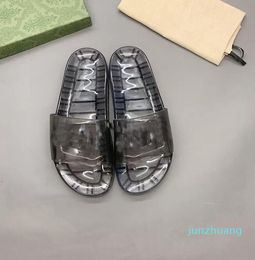 Sheer Logo Slides Designer Luxury Women Men Slippers Transparent Jelly Couple Slipper Summer Sandals Fashion Shoes Top Quality 66 Size 36-46 PKSport