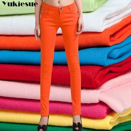 Pantaloni color caramelle per jeans da donna pantaloni a matita primaverile autunno elegante ufficio a metà vita per donne pantaloni magri magri magri 230222