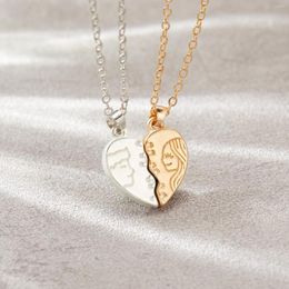 Pendant Necklaces Silver Color Chain Necklace Choker Magnetic Magnet Heart For Couple Women Lover Lady Girls Boys Men Gift