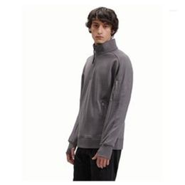 Mens Hoodies Turn-Down Collar Men Long Sleeve Half-zipper Sweatshirts Casual Clothes Cp Mens