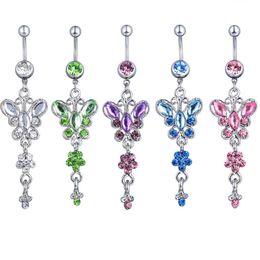 Navel Bell Button Rings D0728 Bowknot With Flower Belly Ring Mix Colours Drop Delivery Jewellery Body Dhgarden Dhrx6