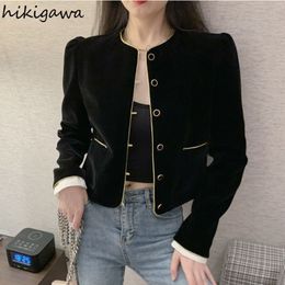 Womens Jackets Temperament Ladies Tops Kackets for Women Ropa Mujer Oneck Long Sleeve Tunic Velvet Coat Chic Vintage Crop Female 230223
