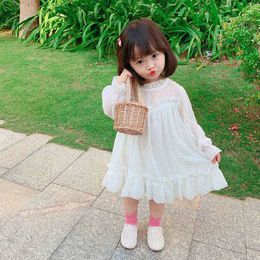 Girl's Dresses spring autumn girl white dress princess dress foreign style baby girl fairy long-sleeved dress gauze dress tutu dress