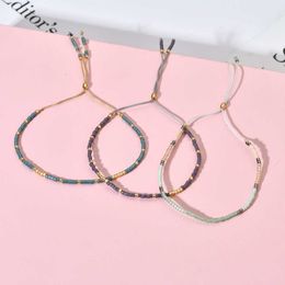 Link Chain ZMZY 9pcs Mixed Colour Thin Boho Style Glass Miyuki Bracelet Delica Beads Jewellery Ladies Crystal Bracelet Friends Love Gift G230222