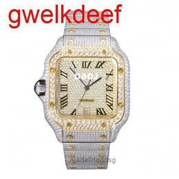 High Quality Fashion Iced Out WatchesMens Wrist Luxury Round Cut Lab Gr DDGU F30L