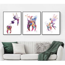 Hygienist Canvas Paintings Teeth Wall Pictures Clinic Decor Dental Art Tooth Fairy Canvas Painting Watercolor Wall Art Poster Dental Woo