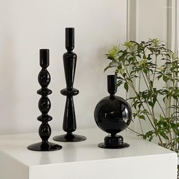 Candle Holders Glass Wedding Centrepiece Black Vintage Incense Holder Candlestick Nordic Kerzenhalter Home DecorLTY40XP
