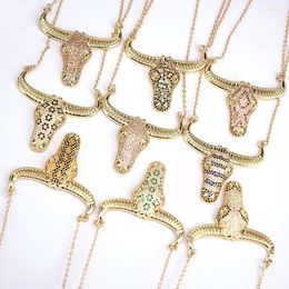 Chains 5PCS Trend Cubic Zircon Bull Head Pendant Necklace For Men Women Hip Hop Rap Jewellery Gift