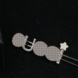 Twinkle Princess Hair Clips Full Diamond Letter Barrettes for Women Wedding Engagement Silver Barrettes