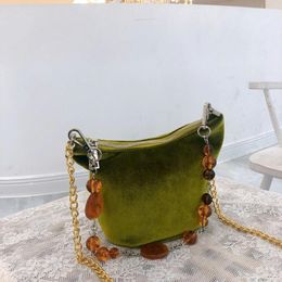 Evening Bags Retro Velvet Acrylic Cloth Handbag Winter Lady Bag Underarm Shoulder Design Female Purses Clutches