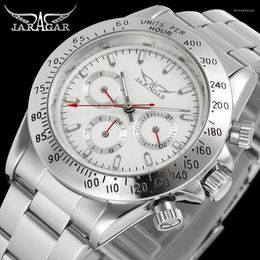 Wristwatches Watch Casual Fashion Three Eye Pin Scale Mechanical Week Steel Strap Wrist Round WatchWristwatches Thun22