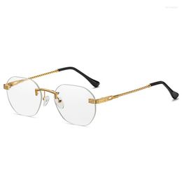 Sunglasses Metal Eyeglass Frame Men Women Fashion Frameless Eyewear 2023 Gradient Multicolor Glasses Gafas De Sol