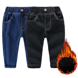 Jeans Winter Baby Boys Jeans 2-6 Years Children Thick Loose Trousers Boys Cartoon Stretch Warm Pants Autumn Fashion Kids Fleece Jeans 230223