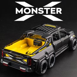 Electric/RC Track 1 28 X-Class 6*6 Wheel Alloy Pickup Car Model Diecast Toy Metal Off-road Vehicles High Simulation Childrens Gift 230222
