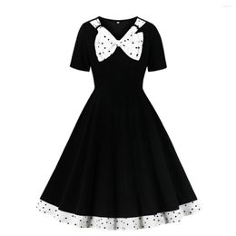 Casual Dresses Summer Women Party Dress Vintage 50s Polka Dot Print Patchwork Swing Rockabilly Pinup Vestidos Plus Size Robes