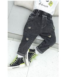 Jeans Boys' Baby Cowboy Elastic Pants Spring and Autumn Korean Cartoon Bear Casual Jeans Children's Pants Fashion Clothing 230223