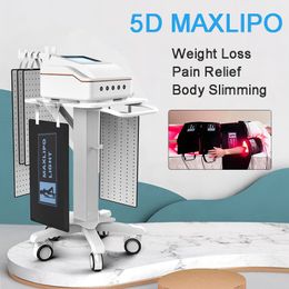 5D Laser Lipo Slimming Machine Pain Relief Cellulite Remover 650nm 940nm MAXlipo Laser Skin Care Body Shaping Beauty Machine with 5 Laser Pads