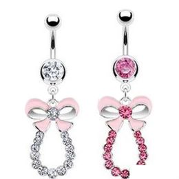 Navel Bell Button Rings D0127 Bowknot Belly Ring Mix Colours Drop Delivery Jewellery Body Dhgarden Dhfvs