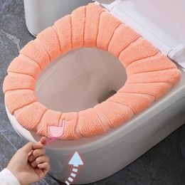 Toilet Seat Covers With Handle Cover Soft Washable Mat Pad Bathroom Accessories Winter Warm Pumpkin Pattern Closestool Cushion