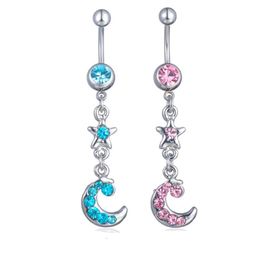 Navel Bell Button Rings D0076 Star And Moon Belly Body Piercing Jewellery Dangle Accessories Fashion Charm Drop Delivery Dhgarden Dha6G