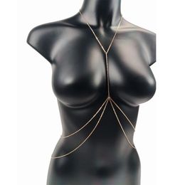 Festive Versatile All-in-one Body Chain Sexy Super Shiny Full Diamond Neck Breast Chain Women's Jewelry Silver and Gold Body Chains 2PCS/Pack