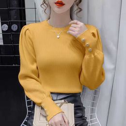 Women's Sweaters Ladies Puff Sleeve Sweater Autumn And Winter Knit Sweater Slim Pit Strip Pullover Long Sleeve Top Casual Bottoming Shirt 230223