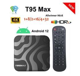 T95 MAX H618 6K TV Box Android 12 4GB RAM 32GB ROM Allwinner H618 4K Media Player HDR 2.4G 5G WIFI 1G 8G 4G 64G