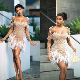 Sexy Beading Tassels Mini Dress Glitter Off Shoulder Beads Night Clubwear Party Prom Evening Bodycon Dresses Femme Vestido