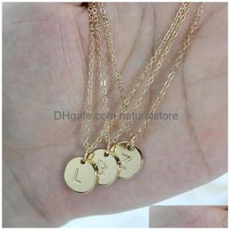 Pendant Necklaces Fashion 26 Letter Circle Women Alphabet Charm Link Chain For Ladies Luxury Jewelry Gift Drop Delivery Pendants Dhrkh