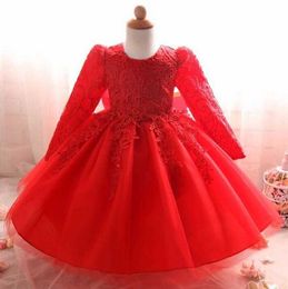 Girl's Dresses Vintage Baby Girl Dress Cute Toddler Lace Tulle Christening Gown Infant Princess Baptism Dress 1 Year Birthday Bebe Vestido