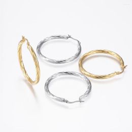 Hoop Earrings 6Pair 304 Stainless Steel Twist Stripe Hypoallergenic For Women Fashion Earring Jewelry DIY Making