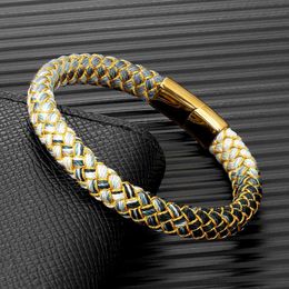 Link Chain MKENDN Handmade Creative Design Keel Rope Bracelet Stainless Steel Magnet Buckle Koi Lucky Jewellery G230222