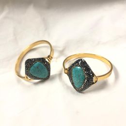 Bangle WT-B002 WKT Big Promotion Fine Jewelry Opening Adjustable Gold-Plated Bracelet Green Turquoise For Gift