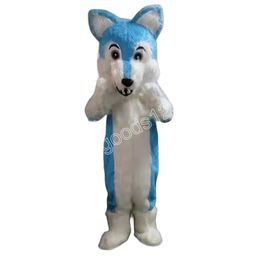 Performance Blue Wolf Fox Mascot Costumes Halloween Fancy Party Dress Cartoon Character Carnival Xmas Easter Advertising Birthday Party Costume