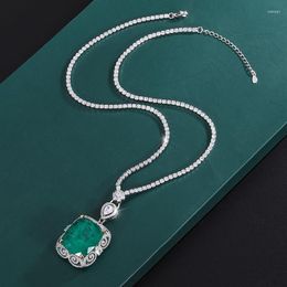 Pendant Necklaces European And American Fashion Imitation Emerald Heavy Industry Luxury Set Square 20 23 Necklace