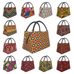 Ice PacksIsothermic Bags Colourful African Ankara Pattern Thermal Insulated Lunch Women Geometric Container for Office Outdoor Meal Food Box 230223
