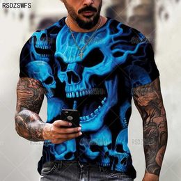 Camisetas masculinas Camisetas de terror de verão Camiseta 3D para homens para homens casuais roupas de luva curta de luvas de streetwear tops tops tees homens roupas 4xl 022223h