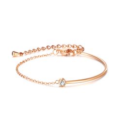 Women Bracelets Hand Chains Designer Bracelet Fashion Stainless Steel Chains with Diamonds Rose Gold Silver Narrow Bangle