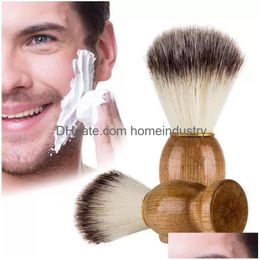 Other Bath Toilet Supplies Ecofriendly Barber Salon Shaving Brush Wooden Handle Face Beard Cleaning Men Shave Razor Brushes Clean Dhbg3