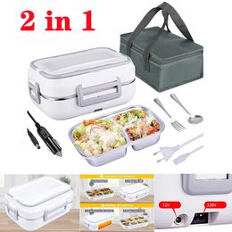 Lunch Boxes 220V Home Car Truck Mini Rice Heating Electric Portable Steamer Food Container Thermal Office Travel Set 230222