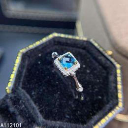 Cluster Rings KJJEAXCMY Fine Jewellery S925 Sterling Silver Inlaid Natural Blue Topaz Girl Elegant Ring Support Test Chinese Style