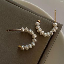 Stud Earrings Pearl Hoop Women's High Sense Of Design Cold Style
