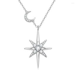 Chains Star Moon Pendant Necklace 3mm D Color Moissanite Diamond Real Silver 925 Fine Jewelry For Women Birthday Accessories