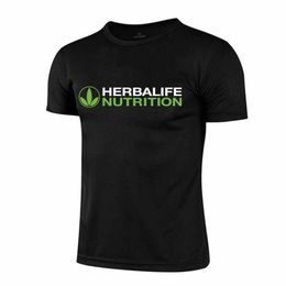 Men's T-Shirts Fitness Men Polyester Short Sleeve Casual Sport Workout Training Running Tee Herbalife Nutrition Quick Dry Breathable Shirts 022223H
