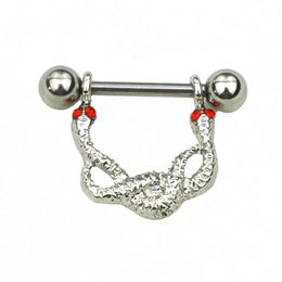 Navel Bell Button Rings D0662 Double Snake Red Colors Nipple Ring Drop Delivery Jewelry Body Dhgarden Dhytm