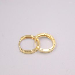 Hoop Earrings Real Pure 18K Yellow Gold Carved Little Dot 1.1-1.2g For Men Woman Lucky Gift